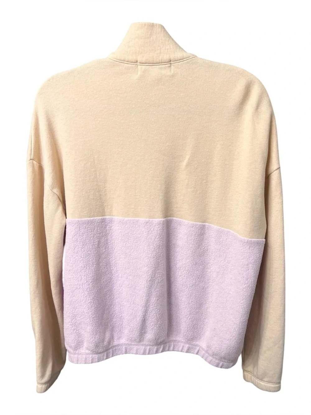 Wildfox Lea Colorblock 1/4 Zip Sherpa Sweatshirt M Cream Pink Blue USA